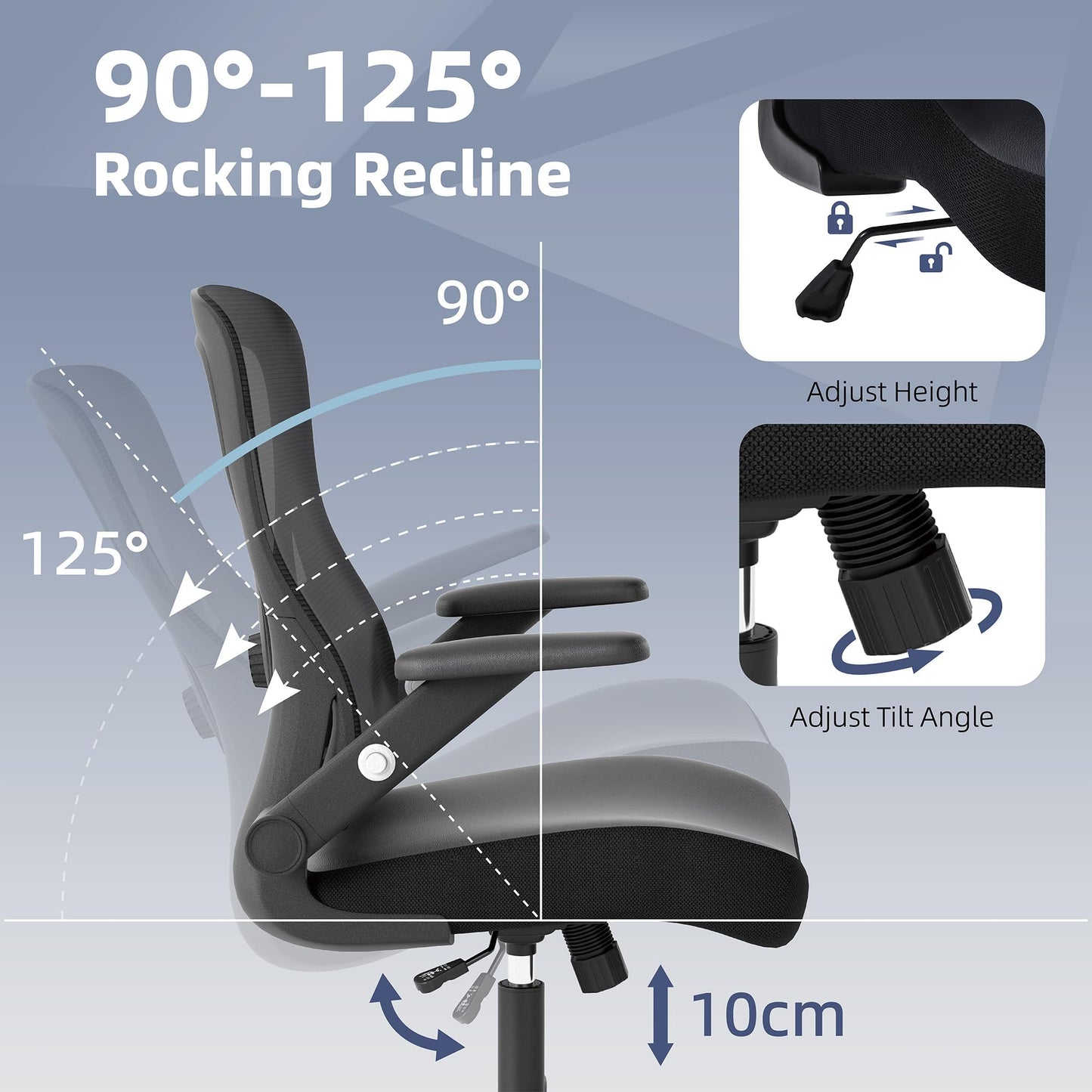 ralex-chair Home Office Chair, Ergonomic Mesh Desk Chair, Black