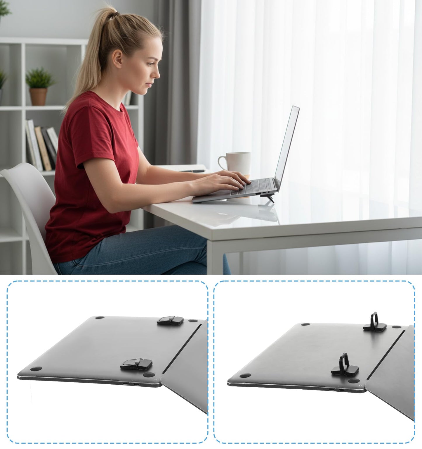 ValueBargain 2 PCS Keyboard Riser, Black Adjustable Angle Keyboard Stand for Desktop Portable Foldable Laptop Feet