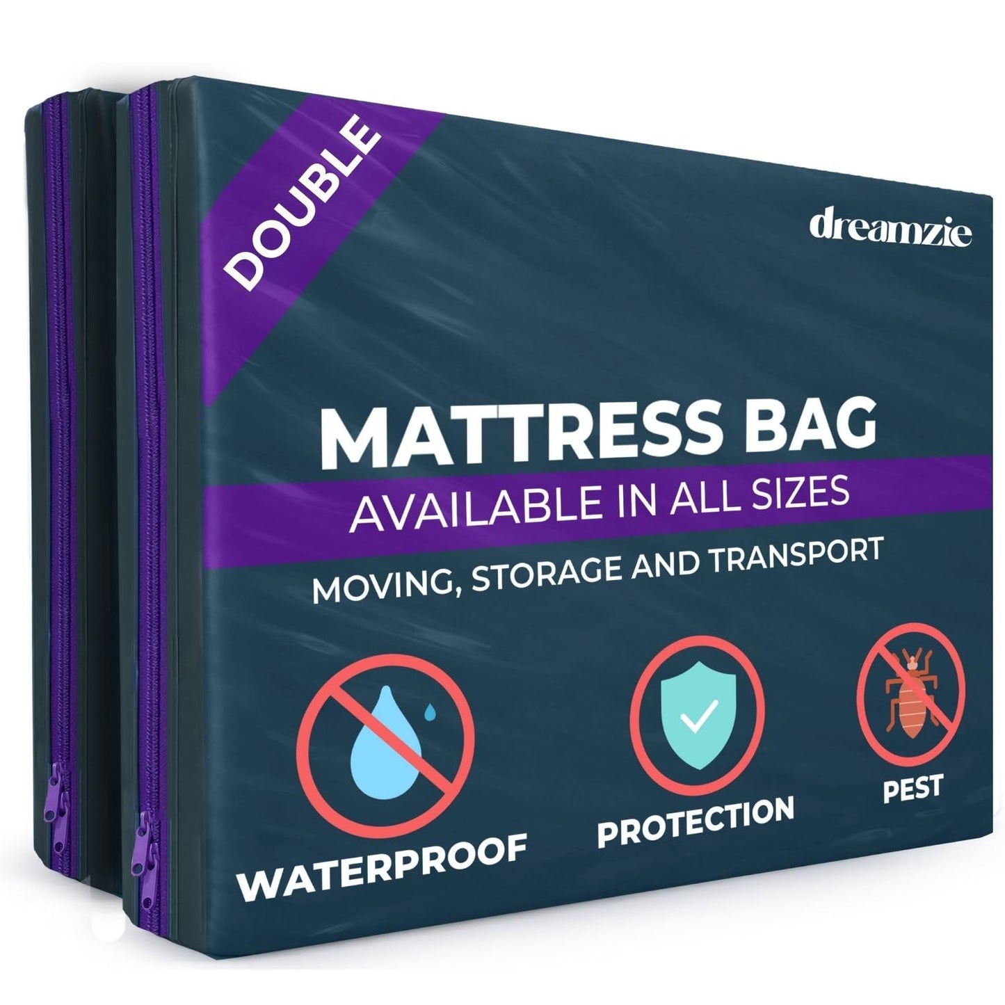 Dreamzie - Double Mattress Cover for Moving - Mattress Storage Bag - x2