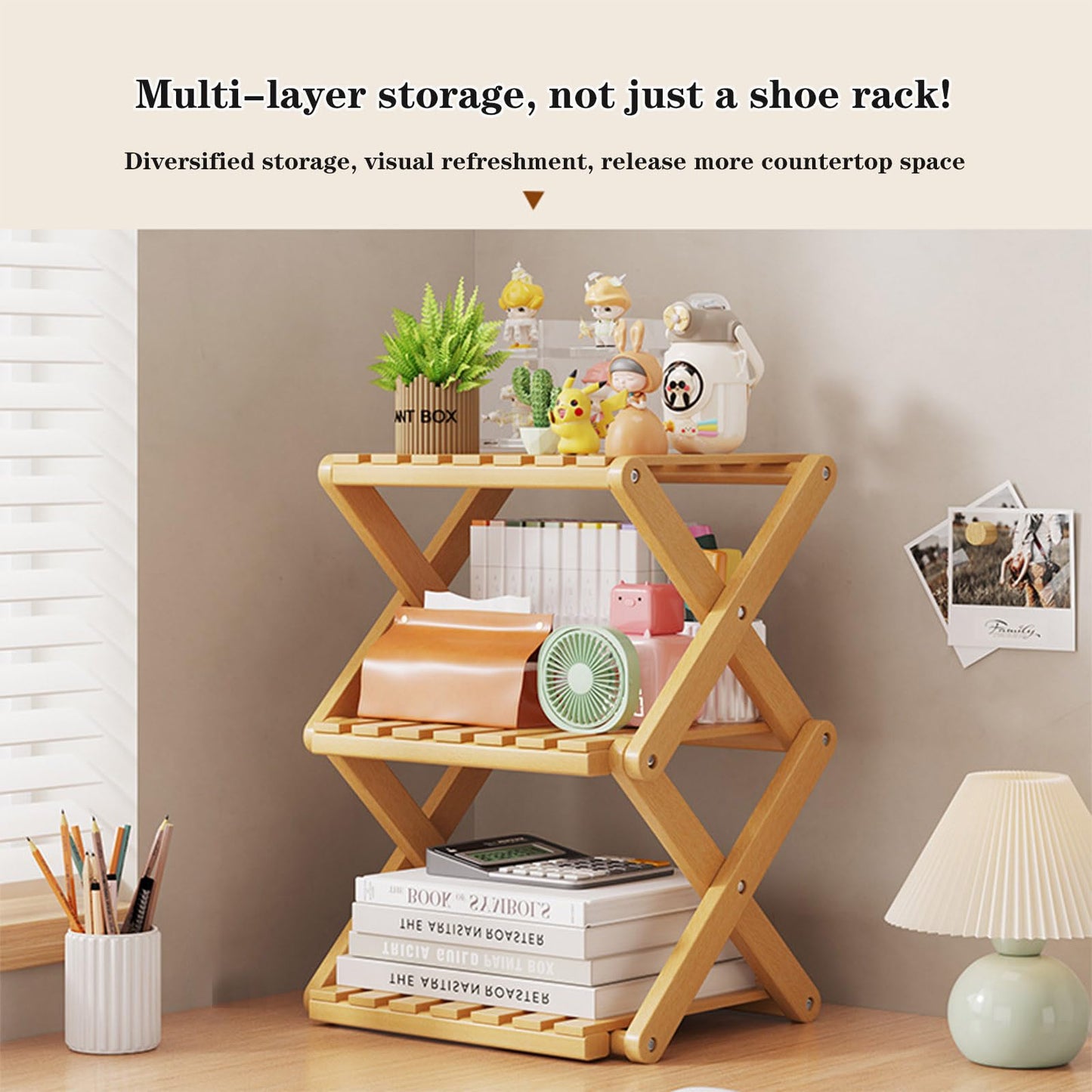Akloya Small Shoe Rack, 3 Tier Portable Foldable No Installation Mini Shoe Rack Freestanding Shoe Rack for Camping, Hallways, Bedrooms
