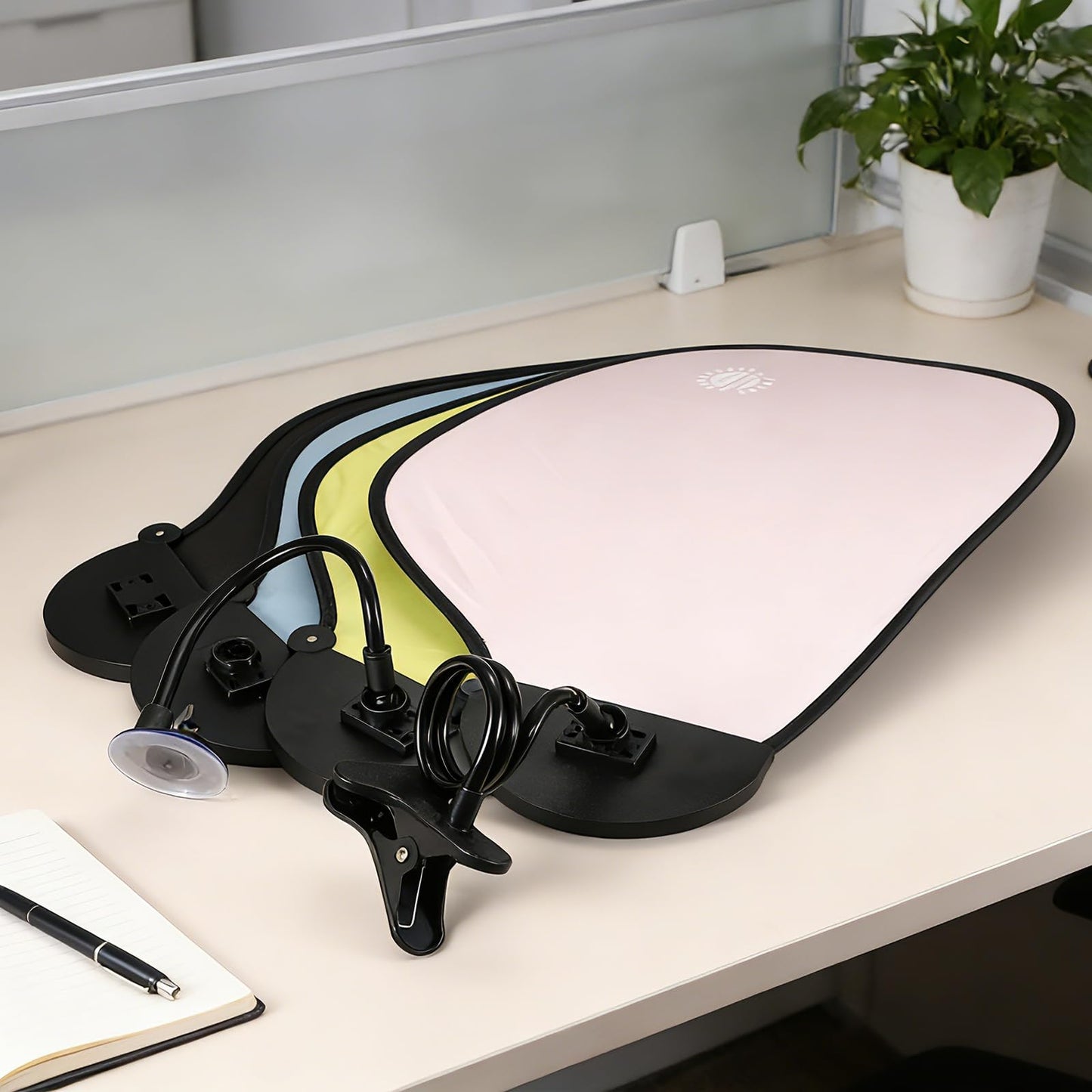PATIKIL 2Pcs Desk Shade, 22.8" Adjustable Cubicle Shade with Suction Cup and Clip Portable Foldable Cubicle Light Shield for Block Overhead Light