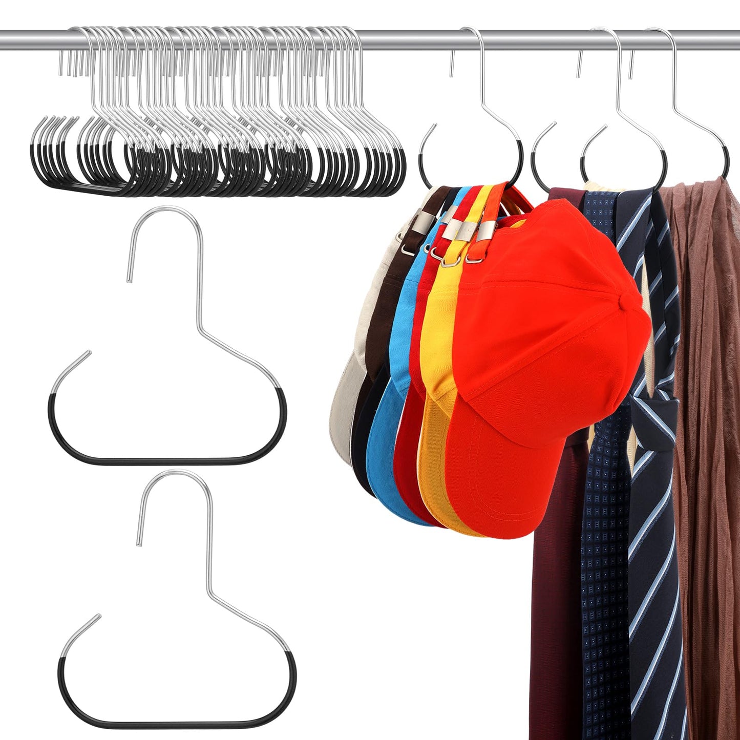 Muorruo 12-Piece Scarf Hanger, Metal Belt, Hat Ring Hanger with Grip Coating, Scarf Organiser, Storage Holder for Ties, Scarves, Belts, Tank Tops