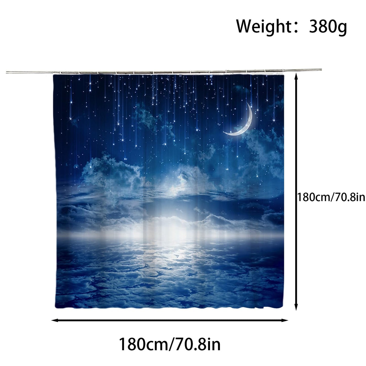 FAIRYGATE Shower Curtain Bathroom Curtains Extra Long Wide Mould Proof Resistant Fabric for Wet Room Bath Beach Waterproof with Hooks 72x72 Inch B8814