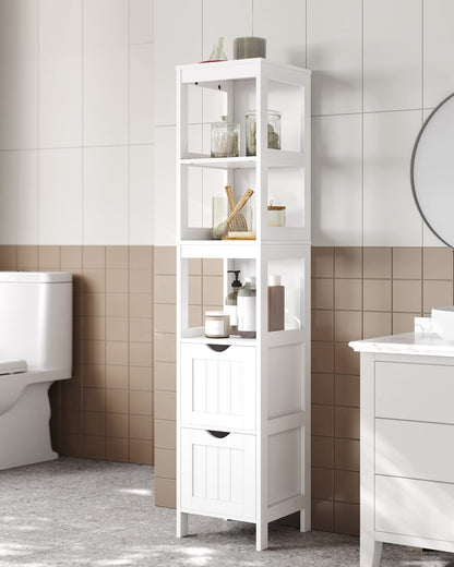 VASAGLE Bathroom Floor Cabinet, Freestanding Bathroom Storage Unit, with 2 Drawers, 3 Open Compartments, for Bathroom, Living Room, Kitchen, Modern