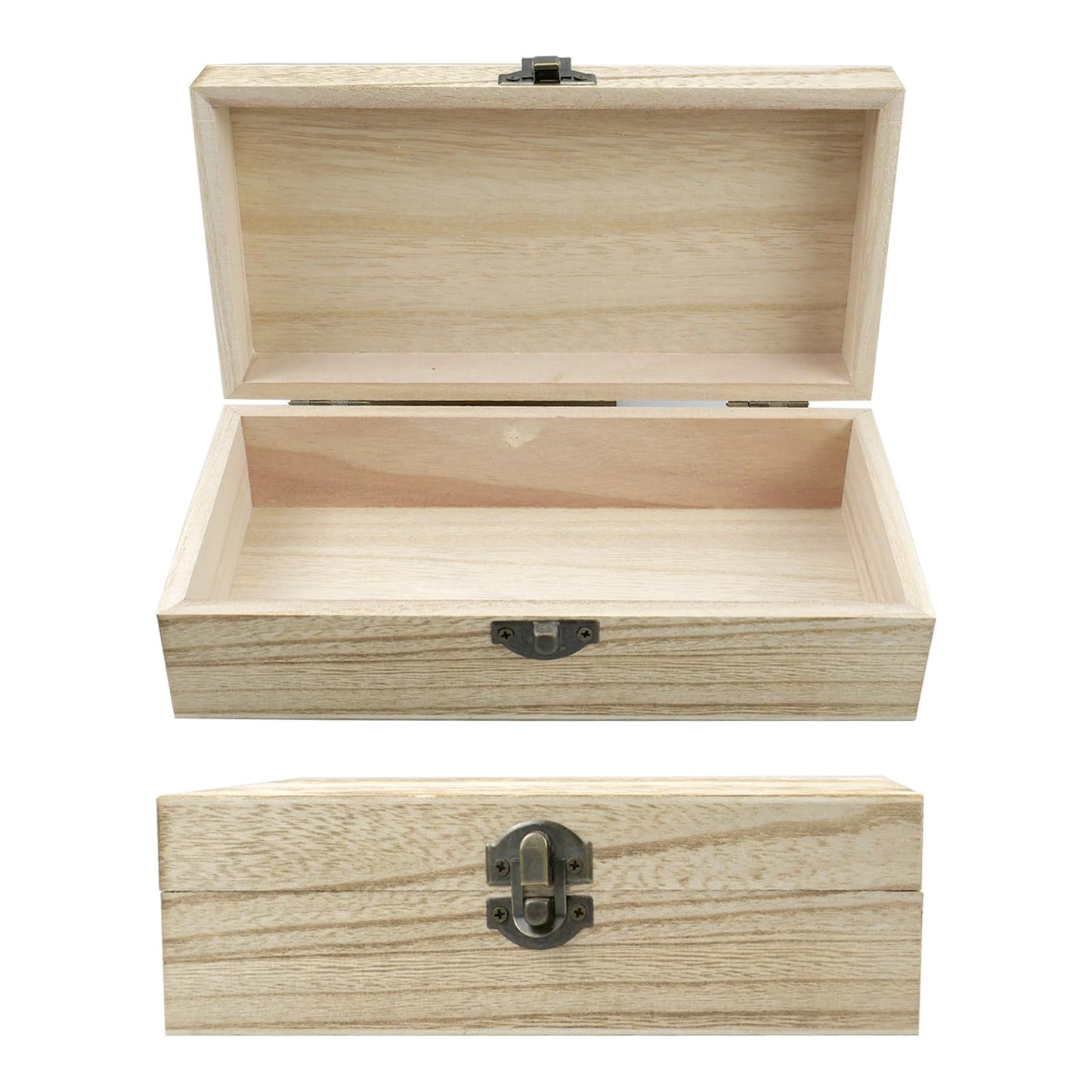 oupados Unfinished Wooden Boxes Brown Wooden Box With Lid Small Wooden Box