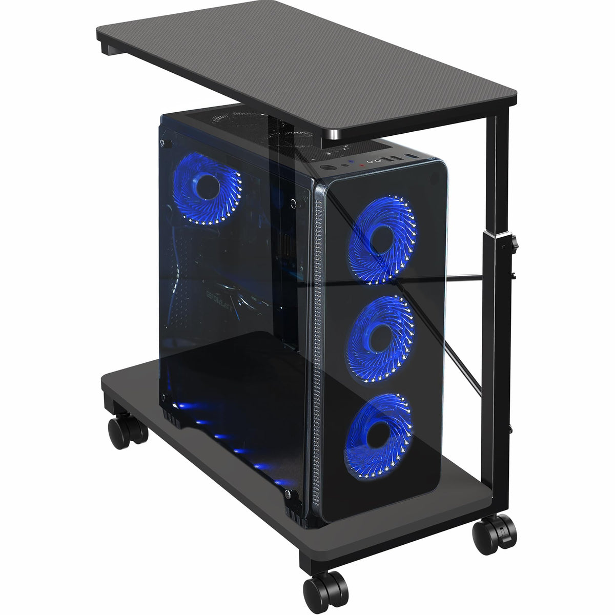 VIVO Large PC Cart with Storage Shelf, Premium Adjustable Mobile CPU Holder, Fits Gaming PC’s, Printers