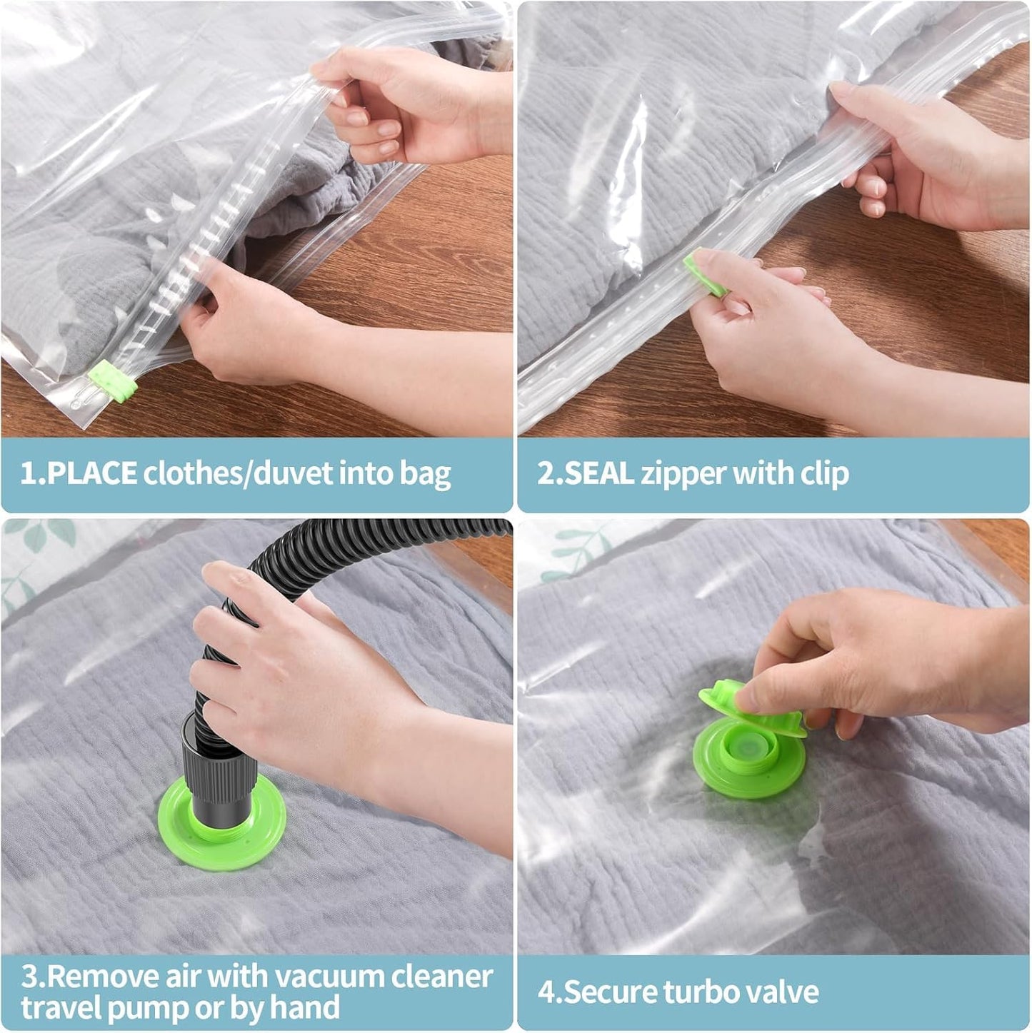 HEAVY DUTY 5 VACUUM STORAGE BAGS by Gorilla Bags, Extra Large 100x80cm. Extra Strong 90 Microns. Double Zip Seal & Unique Turbo Valve Keeps Items