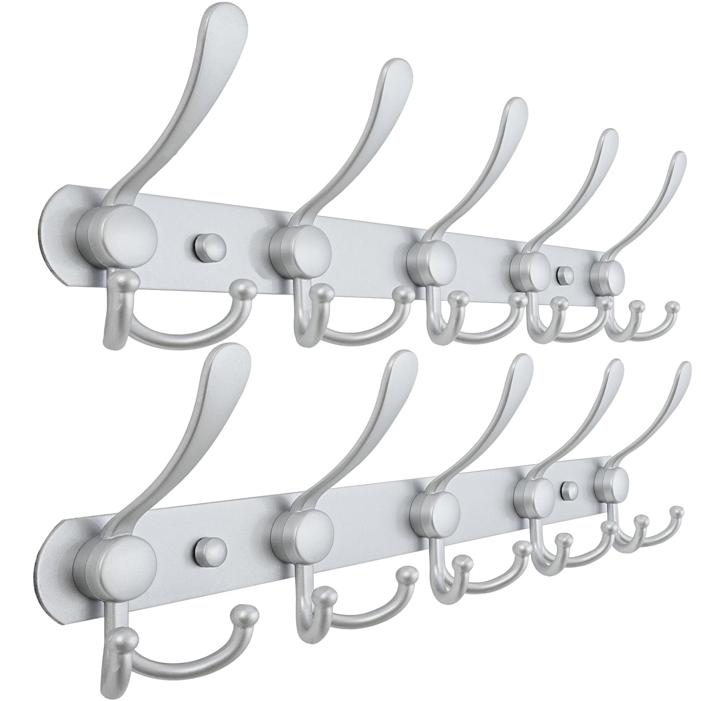 Dseap Coat Rack Wall Mounted - 5 Tri Hooks, Heavy Duty, Stainless Steel, Metal Coat Hook Rail for Coat Hat Towel Purse Robes Mudroom Bathroom