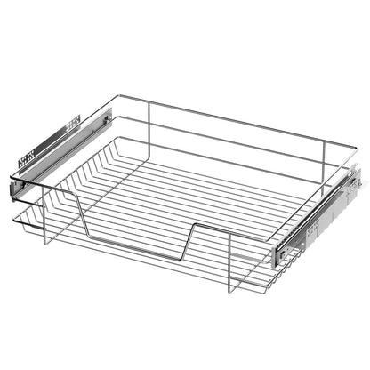 XEMQENER Heavy Duty Kitchen Pull Out Wire Baskets Base Storage Unit, 600MM Slide Out Kitchen Utensil Holder Rack Larder Drawers Origanize with Buffer