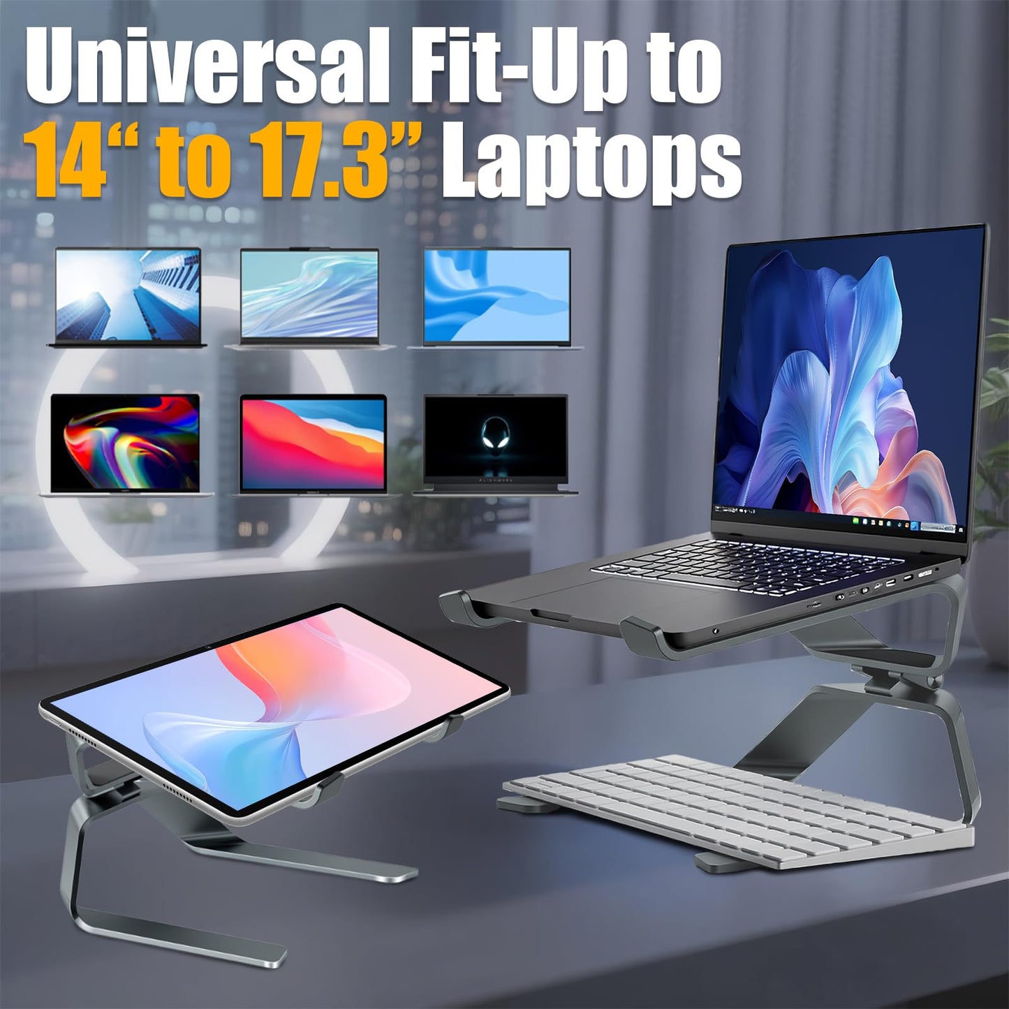 DaMohony Foldable Laptop Stand, Ergonomic Aluminium Laptop Riser for Desk