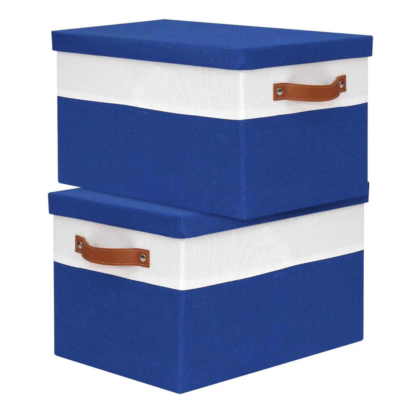 BinWhiz Fabric Storage Bins with Lids, 15x11x9.5 Inch Collapsible Organizer Baskets for Shelves, Closets, Storage Rooms, Home Decor, 2 Pack