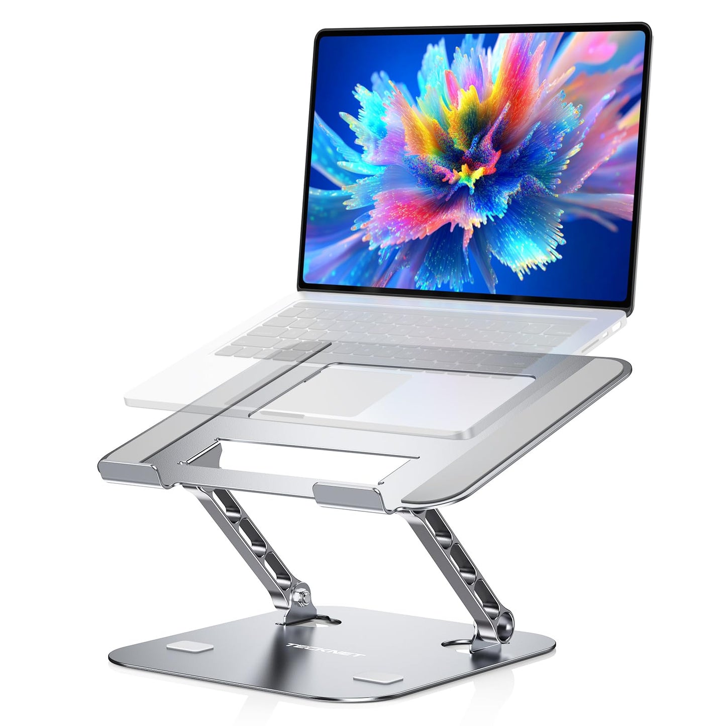 TECKNET Laptop Stand for Desk, Adjustable Laptop Holder, Silver