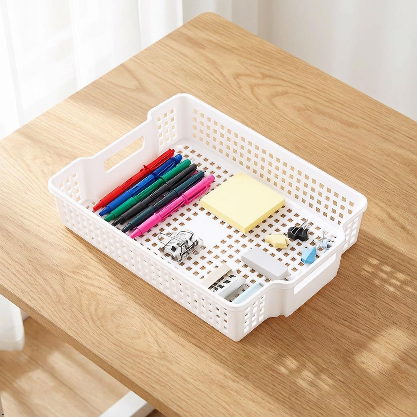 Xowine 6-Pack Stackable Paper Trays with Handles, Modern Desktop Organizer