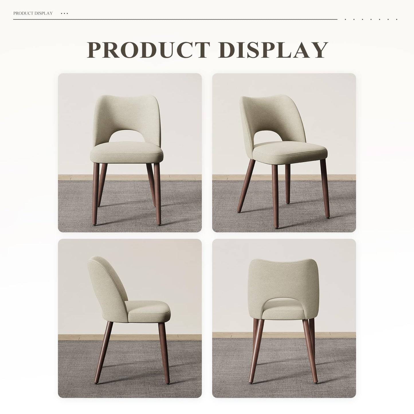 MALOL Upholstered Dining Chairs Set of 6, Fabric Chairs for Dining Room with Solid Wood Legs, Hollow Backrest and Thick Seat Cushion