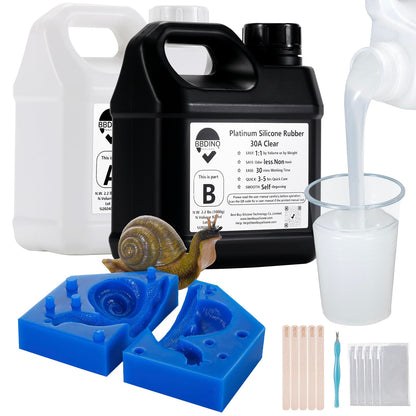 BBDINO Silicone Mould Making Kit,Liquid Silicone for Mould Making 30A, Translucent High Strength Silicone Rubber Mould Making Kit,1A:1B Ideal for