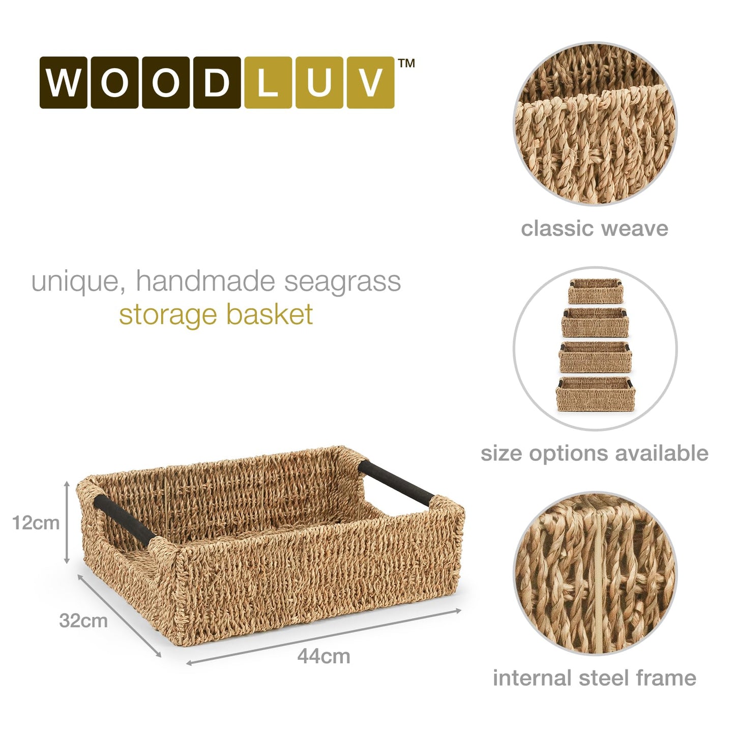 Woodluv Storage Baskets, Storage Baskets for Shelves, Nesting Storage Box Organiser | Shelf Hamper Organiser for Bathroom, Bedroom