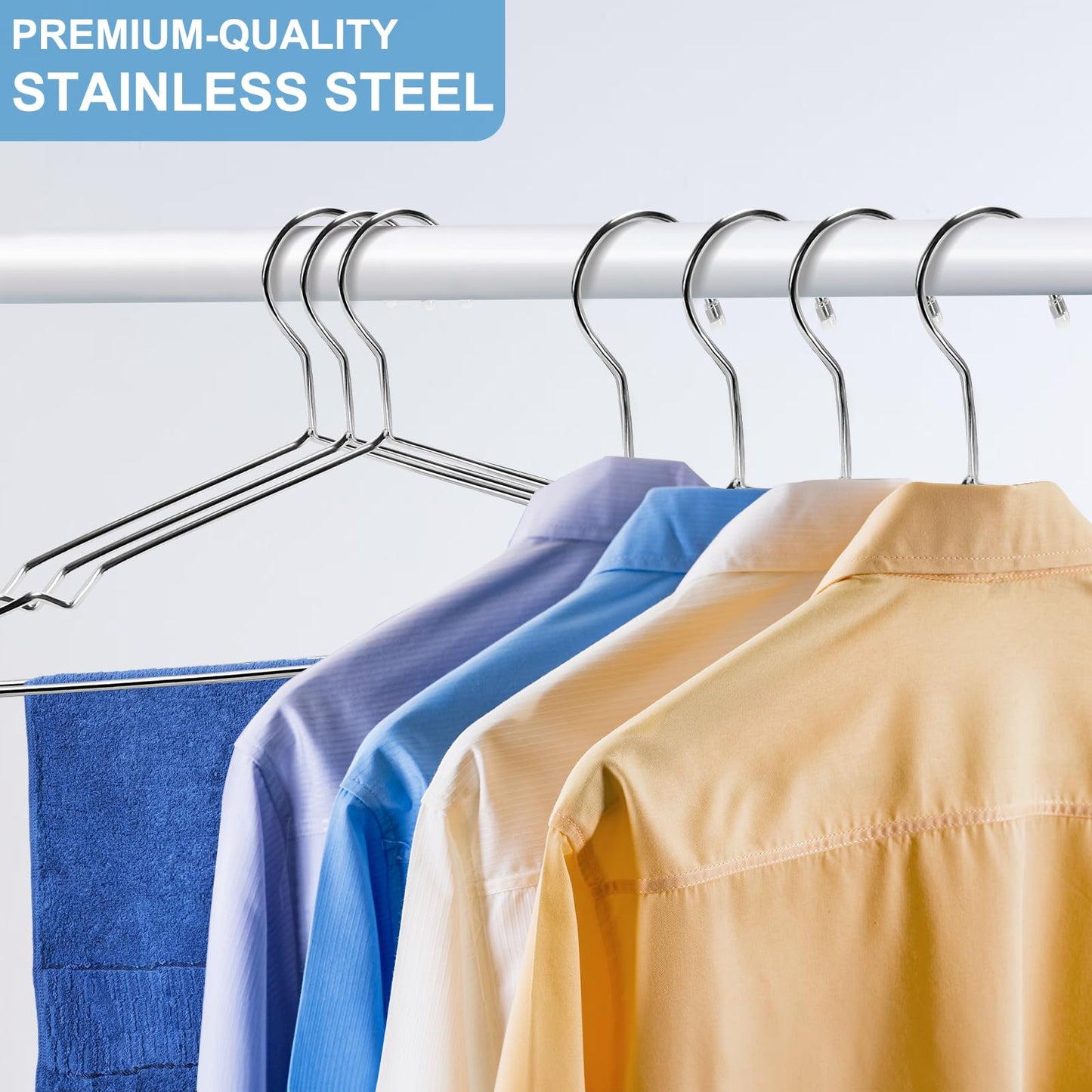 ausurme 10 Pack Wire Hangers, 16.5 Inch, Silver, Stainless Steel