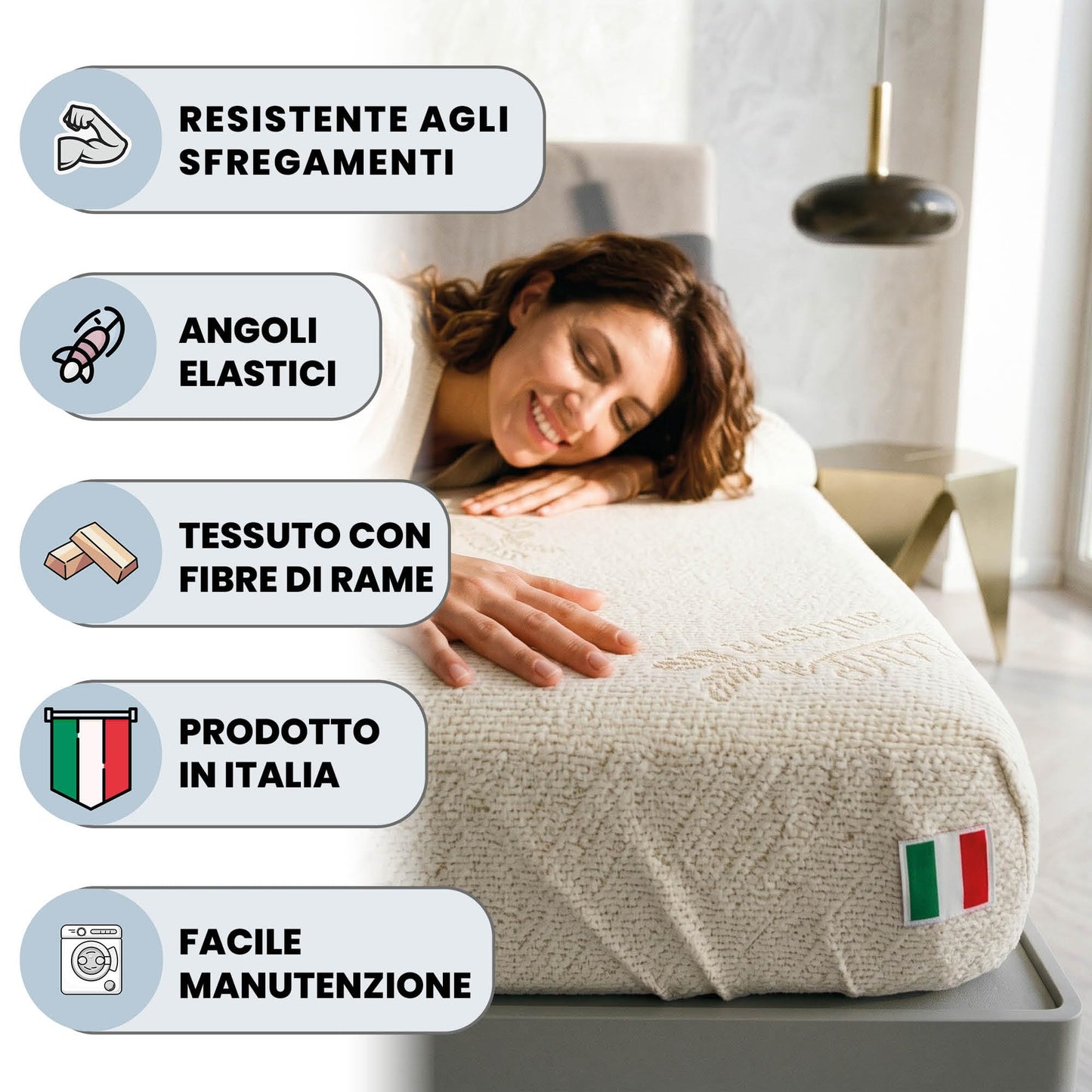 MB HOME ITALY Mattress Cover, Thermocontrol, White, Small Double 120x200 cm