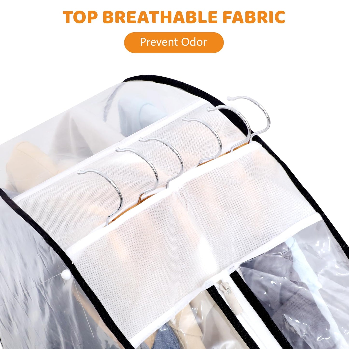 4 Pack Clear Garment Bags, 60 Inch Clothes Covers with 10 Inch Gusset