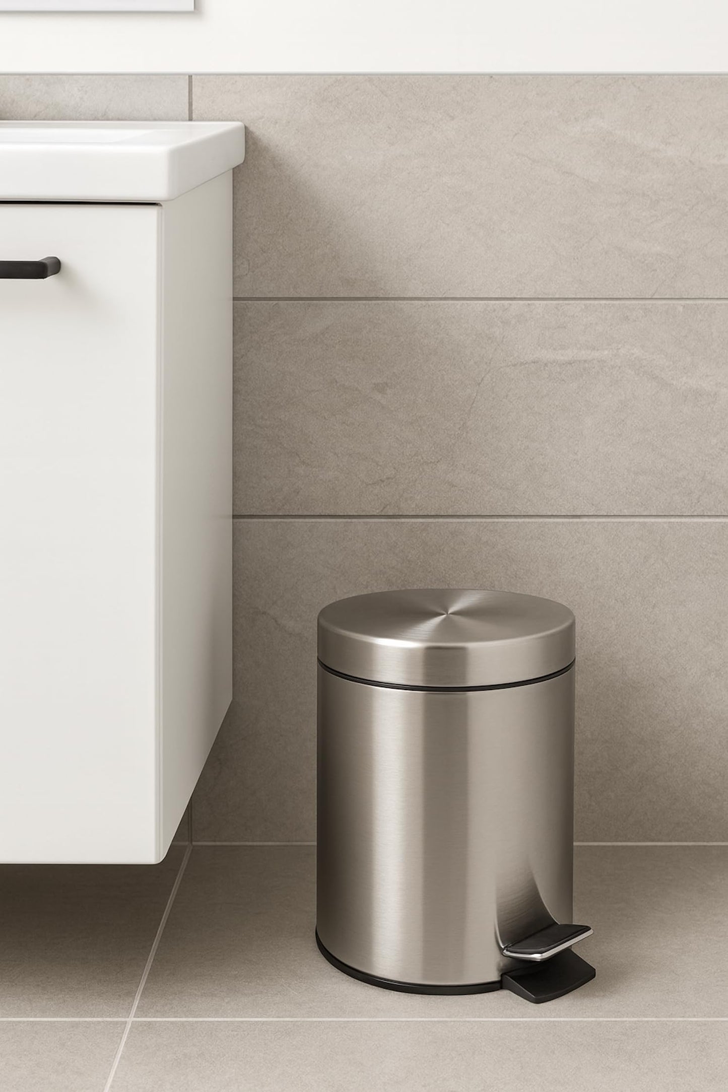 Spirella Sydney 5 Litre Stainless Steel Brushed Bin, Silver