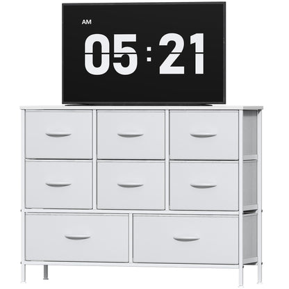 Feonase Chest of Drawers, Bedroom Dresser with 8 Fabric Drawers, Metal Frame & MDF Wood Top, Adjustable Feet, Storage Organizer Unit for Bedroom