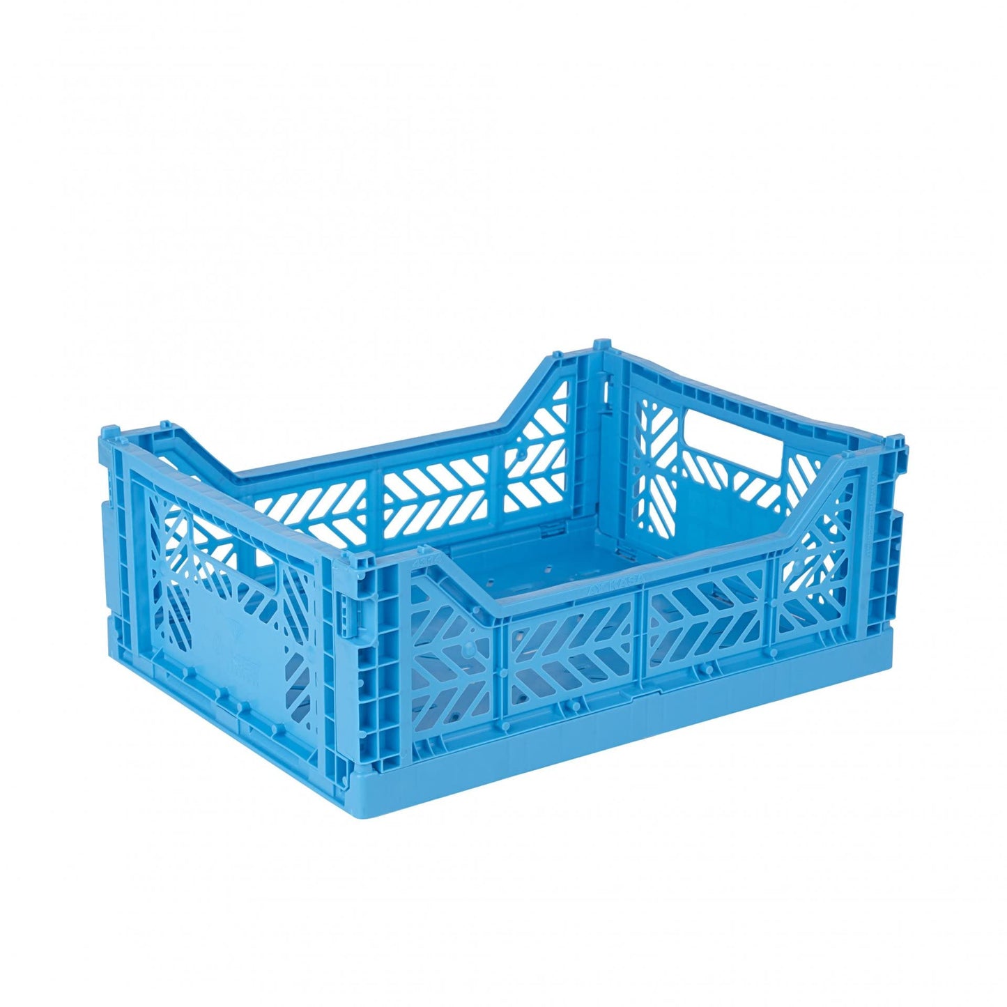 AYKASA Folding Crate, Sturdy Folding Box, Plastic, Stackable, Turquoise, Midi (40 x 30 x 14 cm)