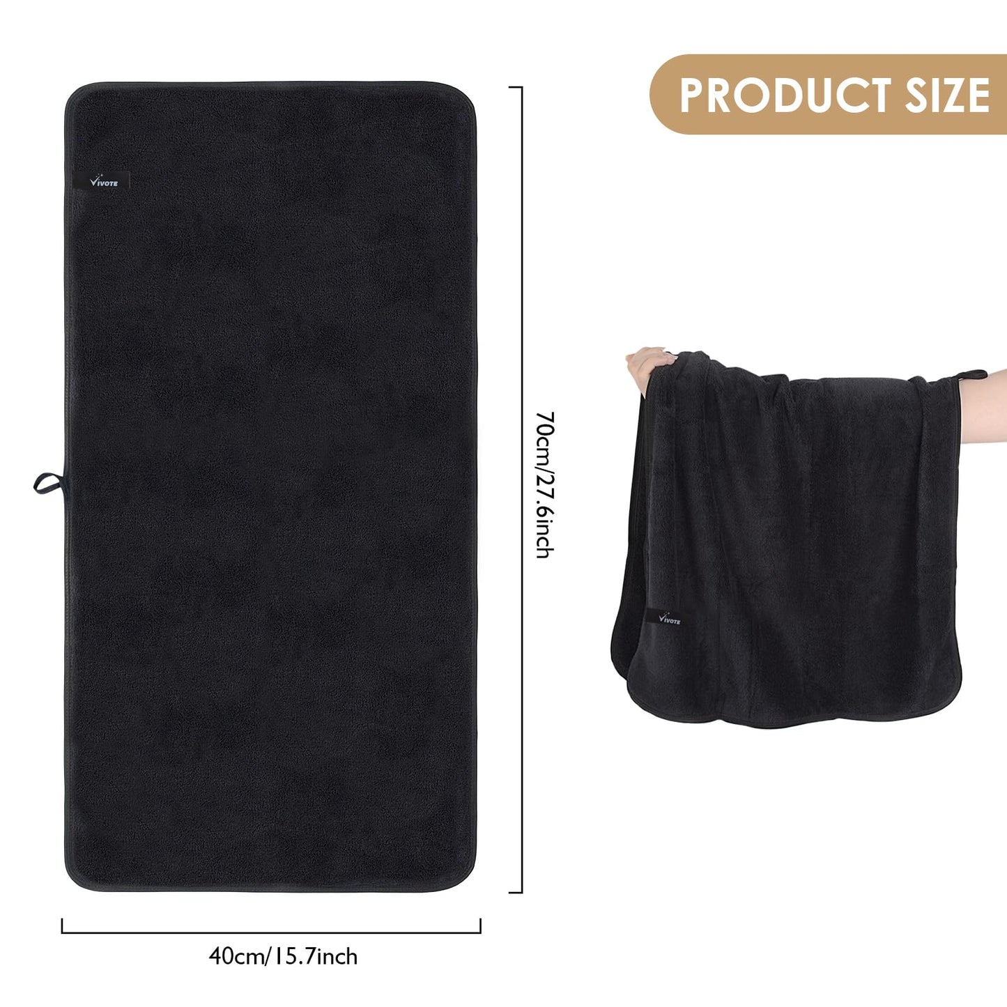 VIVOTE Microfibre Bathroom Hand Towels Black Hand Towels for Kitchen