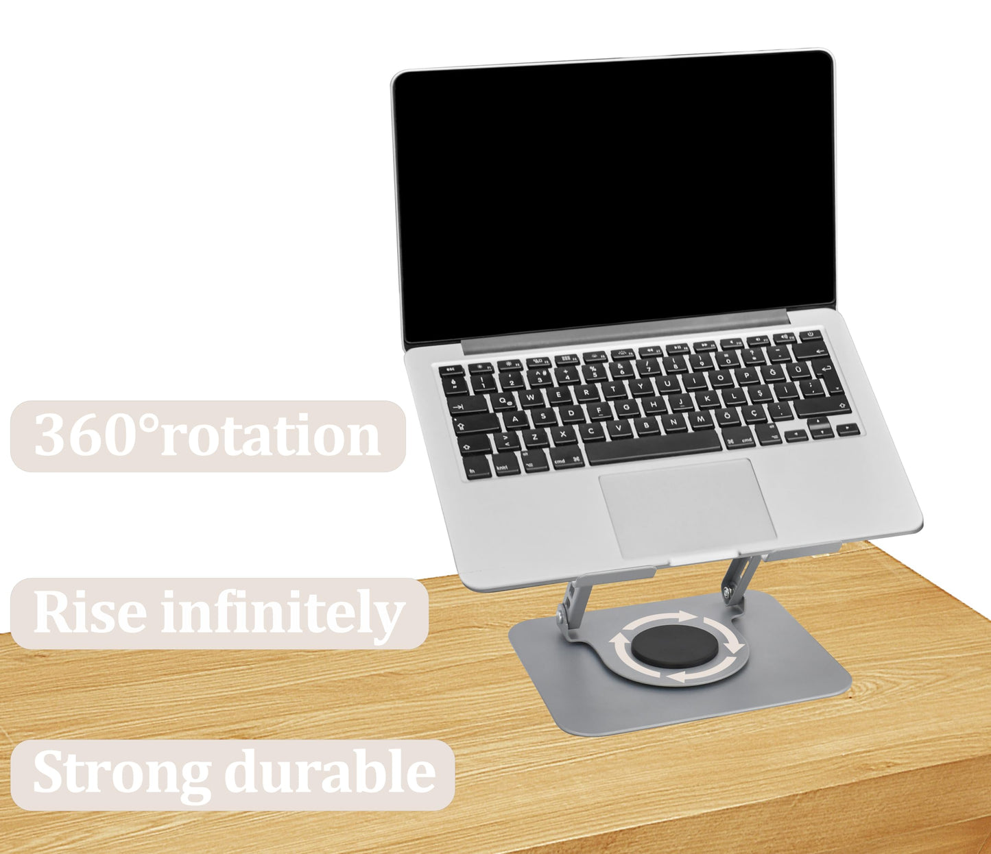 Fit4Less Laptop Stand Ergonomic Design, Adjustable Angel and Height, Foldable fits for laptops, notebooks up to 17.3 Inch (Silver)