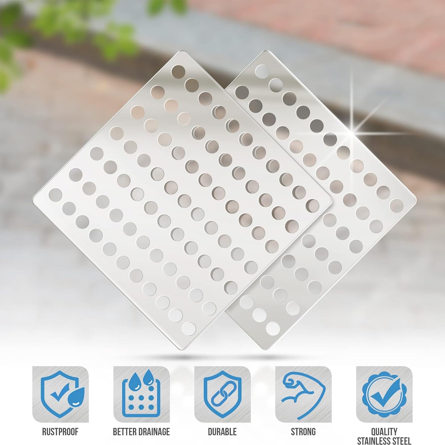 Lime Shop 2-Pack 15x15 Centimeter Rustproof Stainless Steel Swirl Drain Covers - Hopper Lids - Outdoor Drain Cover - Metal Drain Covers Outdoor