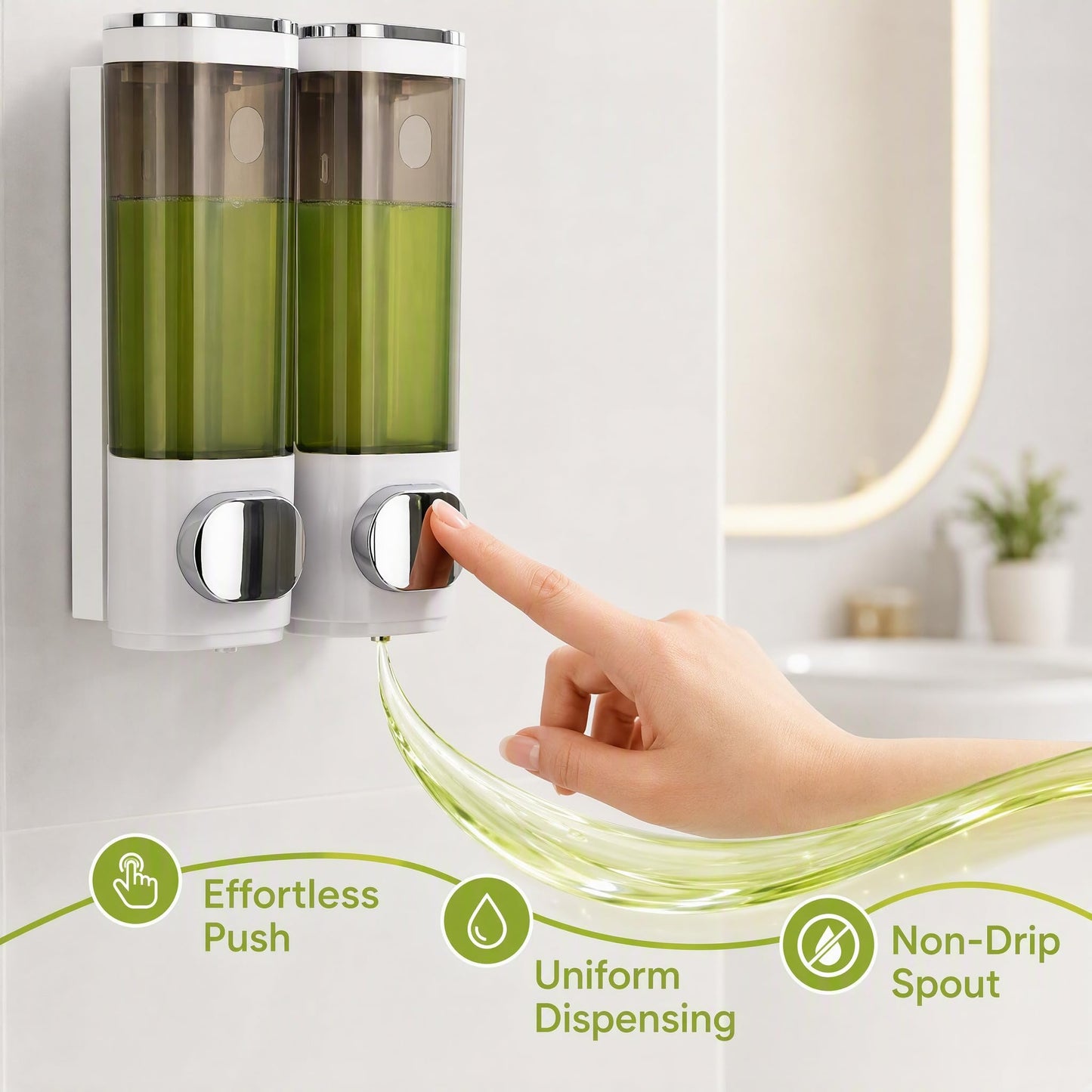 Wall Mounted Soap Dispenser, 600ml Bathroom Soap Dispenser Wall Mounted Shampoo Dispenser, Hand Soap Dispenser