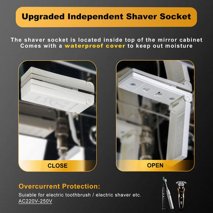 ELEGANT Bathroom Mirror Cabinet with Bluetooth & Shaver Socket, 1050x650mm