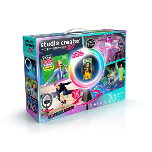 Studio Creator Canal Toys 360 Motion Tracking Ring Light Video Kit ? Record TikTok, YouTube & Instagram Content with XL Green Screen, Tripod & Phone