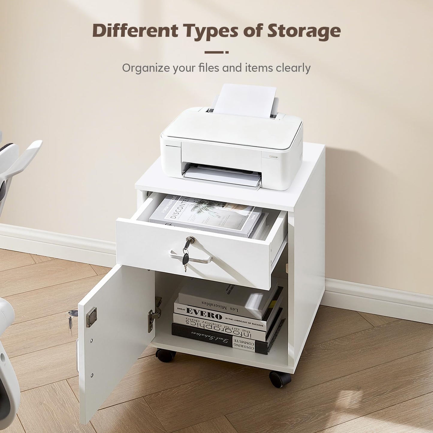 TUKAILAi Mobile Filing Cabinet, Lockable Drawer and Cabinet for Home Office
