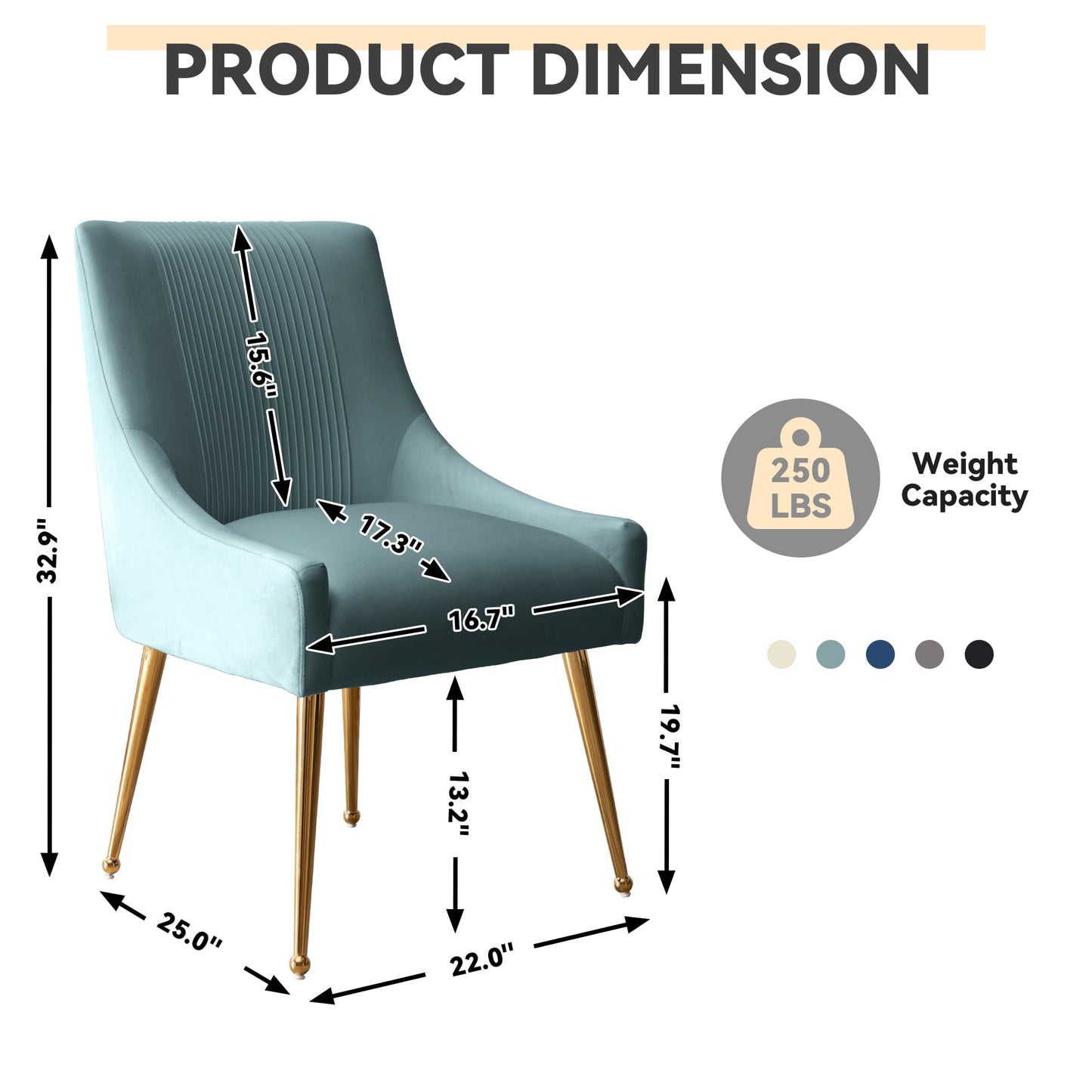 SEYNAR Modern Dining Chairs, Velvet Upholstered Dining Room Chairs with Gold Legs,Tufted Accent Chair Set of 2 for Reception Room Living Room Study