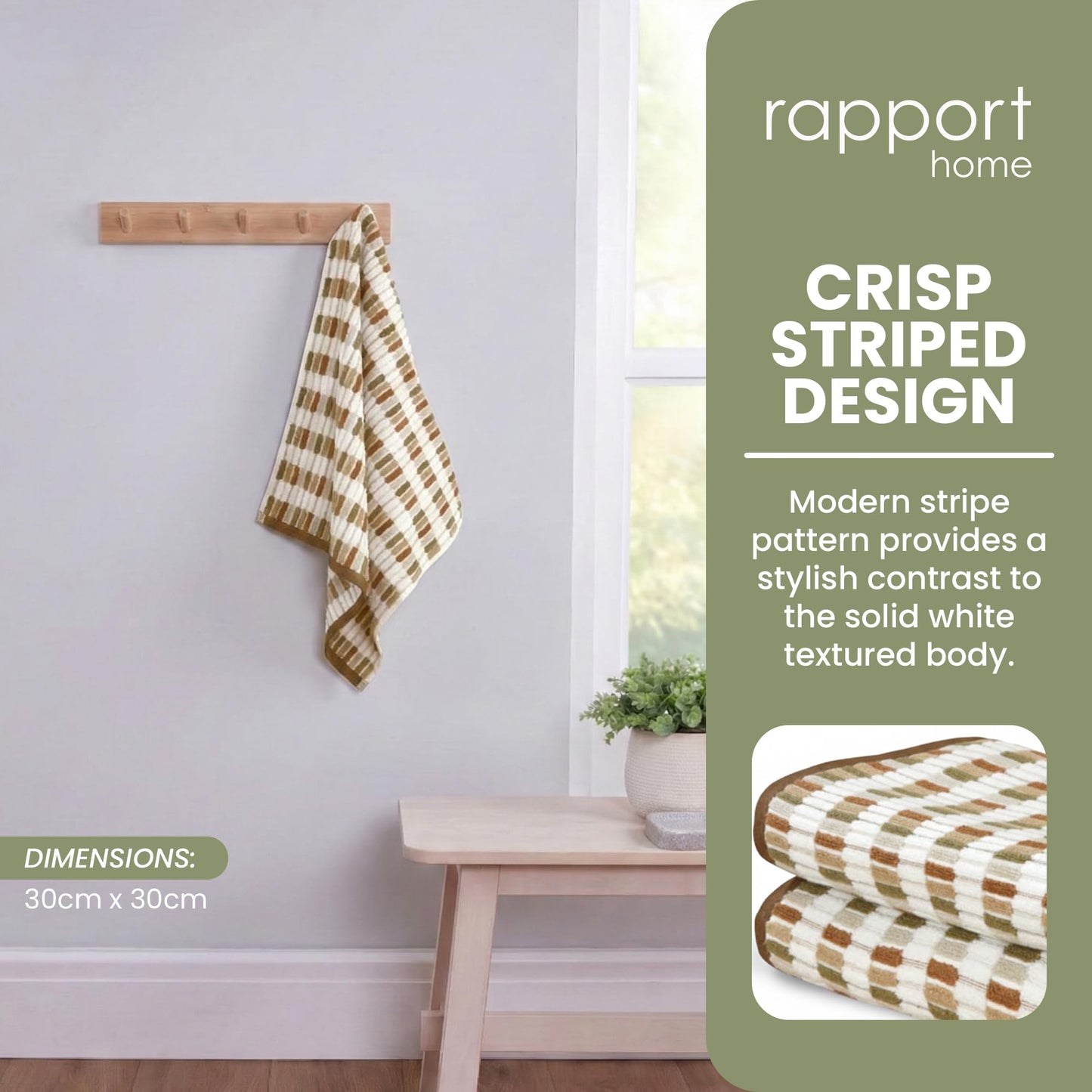 Rapport Home Santa Cruz Face Towels 2 Pack | Natural | 30x30cm | Luxurious 500GSM 100% Cotton | Oeko-Tex Certified Soft & Absorbent Face Cloths