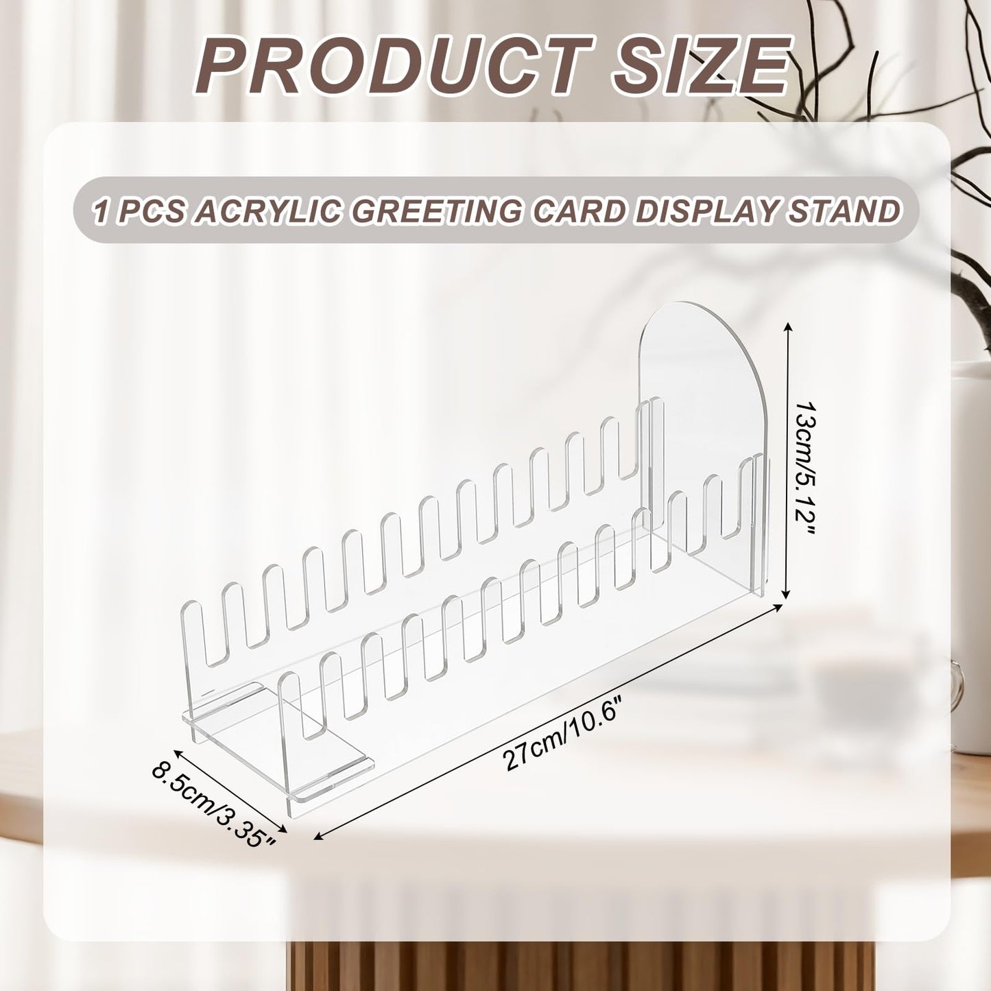 PATIKIL 1Pack 12-Tier Clear Greeting Card Display Stand, Acrylic Sticker Display Stand Portable Postcard Rack Holder Organizer for Envelopes Photo