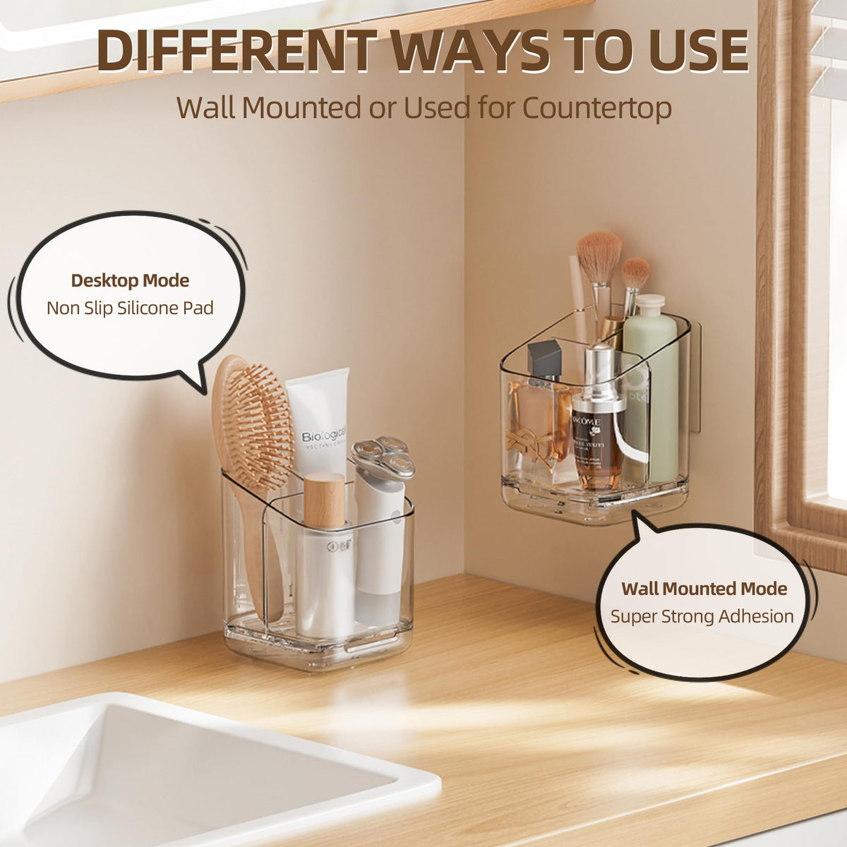 Toothbrush Holder Wall Mounted,Detachable Toothbrush and Toothpaste Holder with Divider for Bathroom