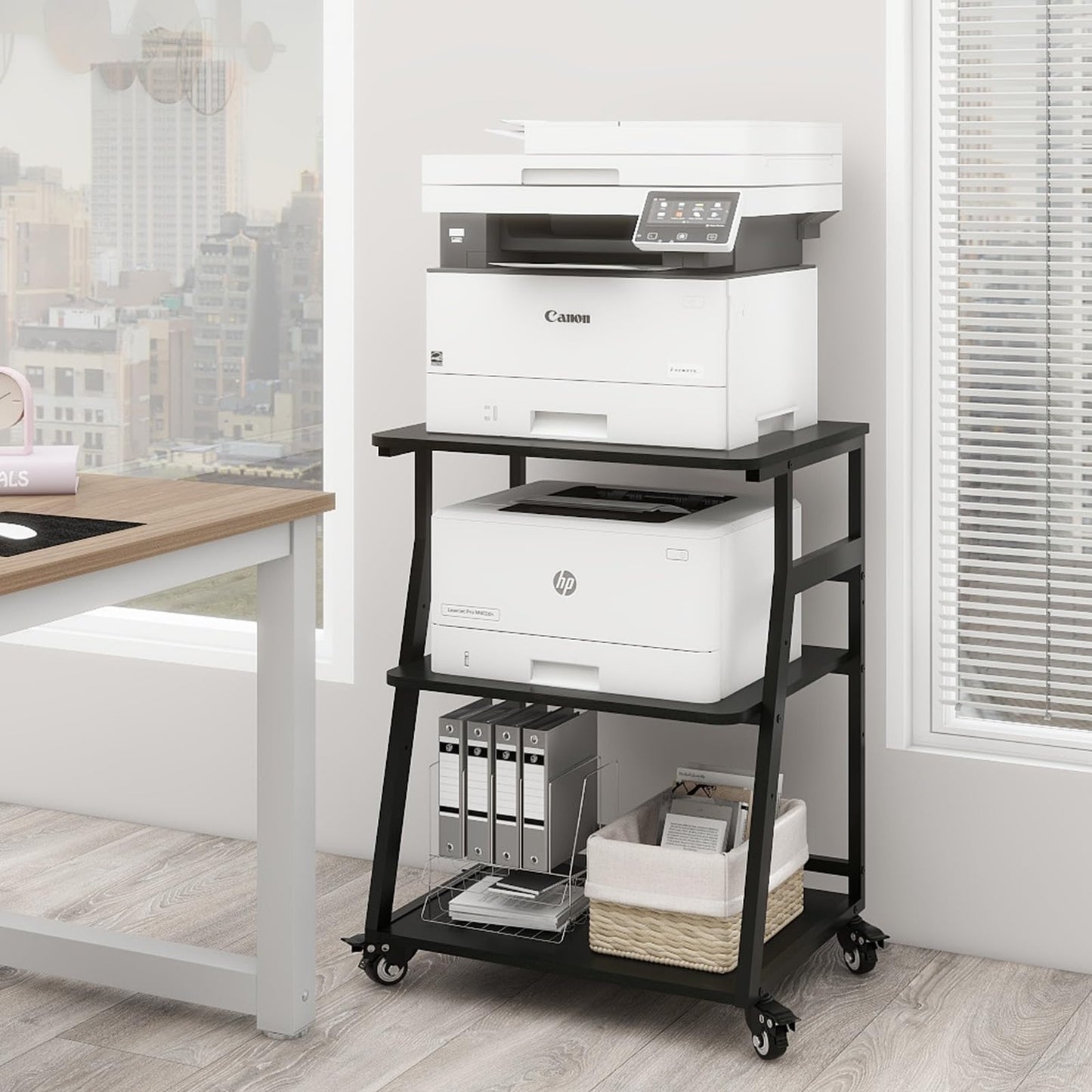 PUNCIA 60x50x75cm Printer Stand, 3 Tier Printer Table with Storage