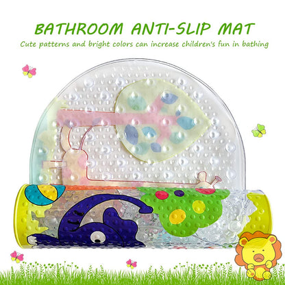 PTAPIPI Anti-Slip Shower Mat 39 x 69 cm - Forest Zoo Pattern