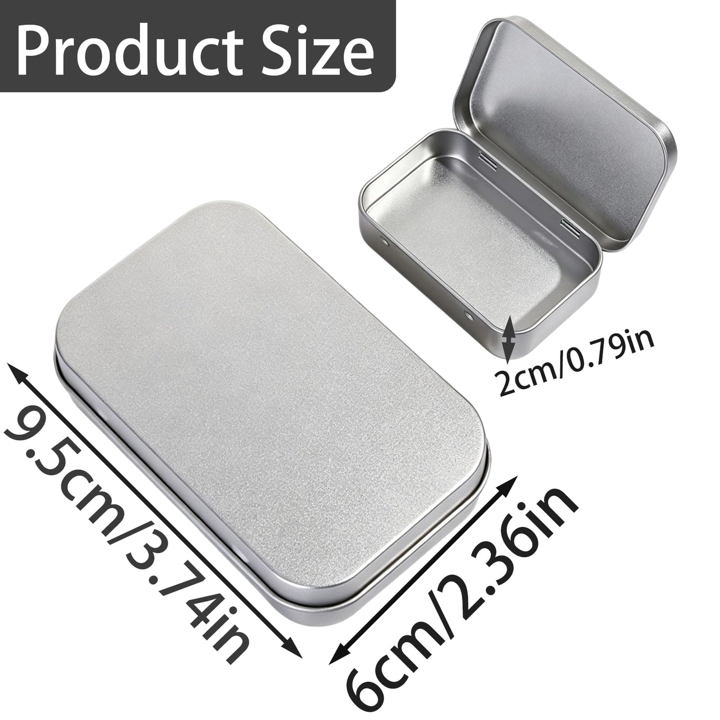 YCZARD 4Pcs Small Tins Containers, Metal Rectangular Tin Cans, Portable Empty Storage Box with Lid for Candy Key Earrings and Small Items Silver
