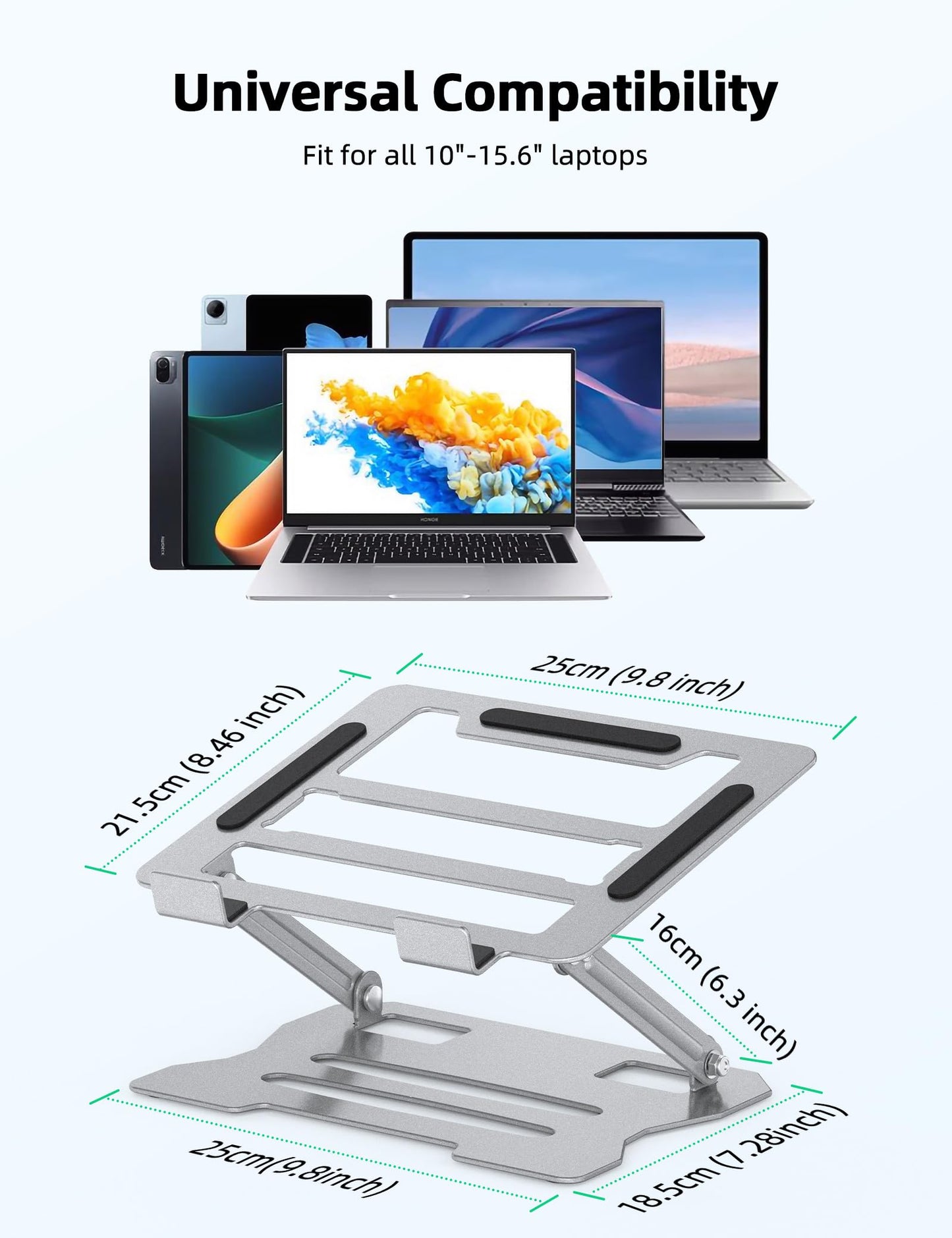 Adjustable Laptop Stand, Ergonomic Laptop Riser Heat Vent Computer Stand for Desk