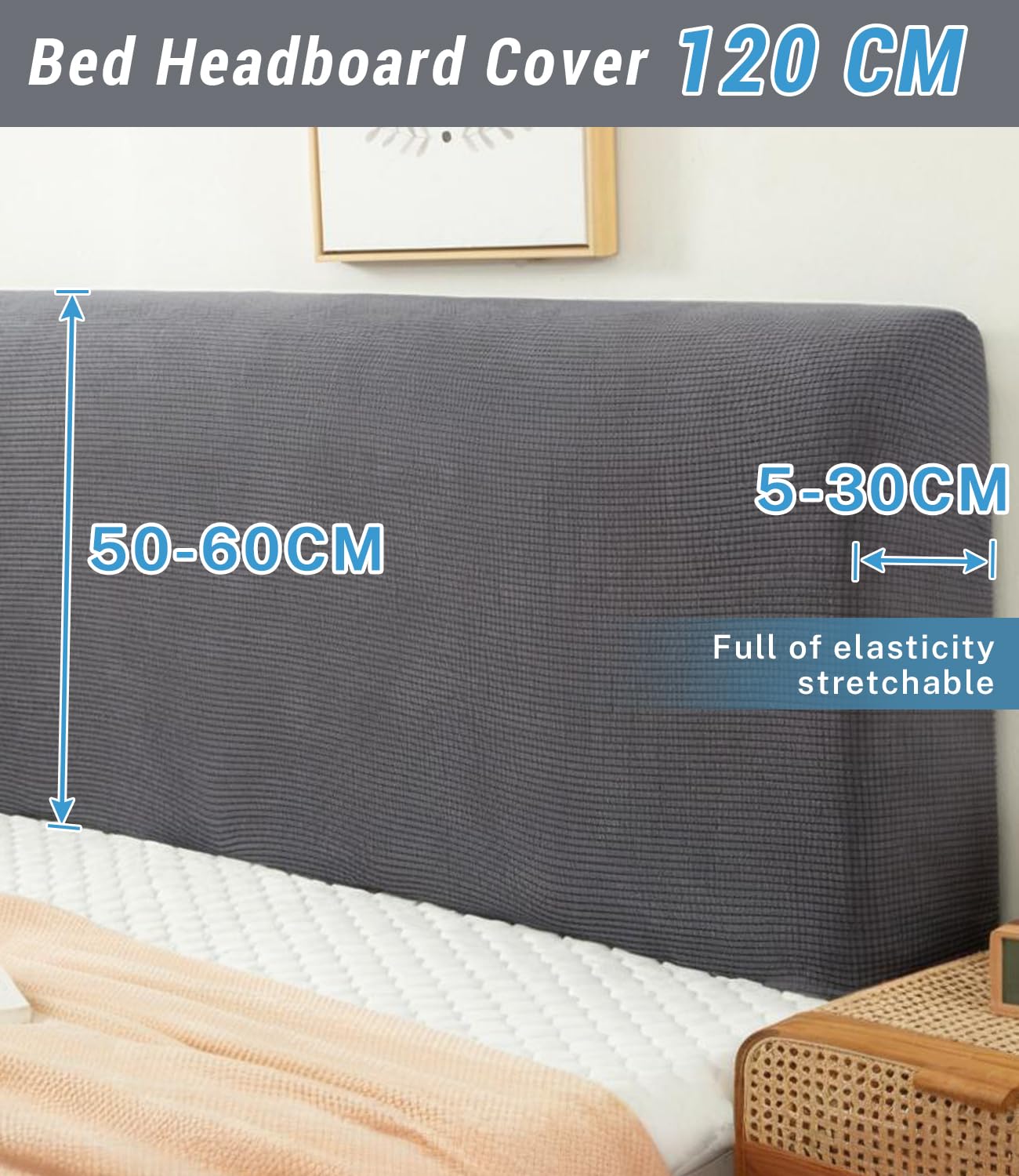 FANSU Headboard Cover for Single Double King Size Bed, Polar fleece Dustproof Headboard Wrap