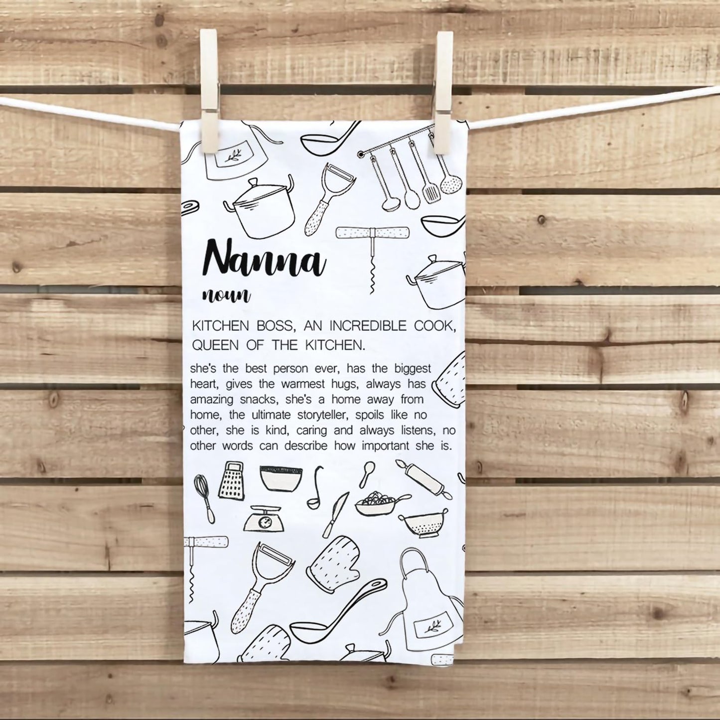 LEVLO Nanna Kitchen Towel Nanna Gift Grandma Nanna Nana Kitchen Tea Towel Grandma Housewarming Gift (nanna noun 2UKT)
