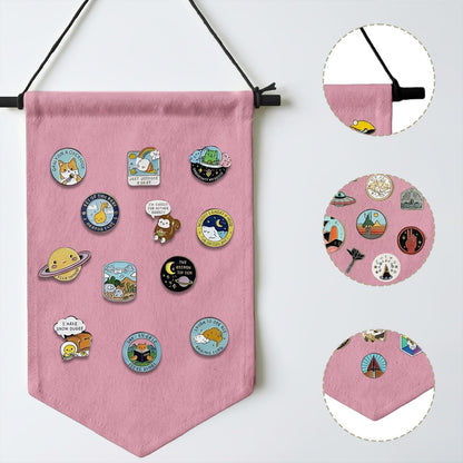 GAZIL Pin Badge Display Organizer, Canvas Brooch Holder Banner for Pin Badges, Rosette & Enamel Pin Storage Case