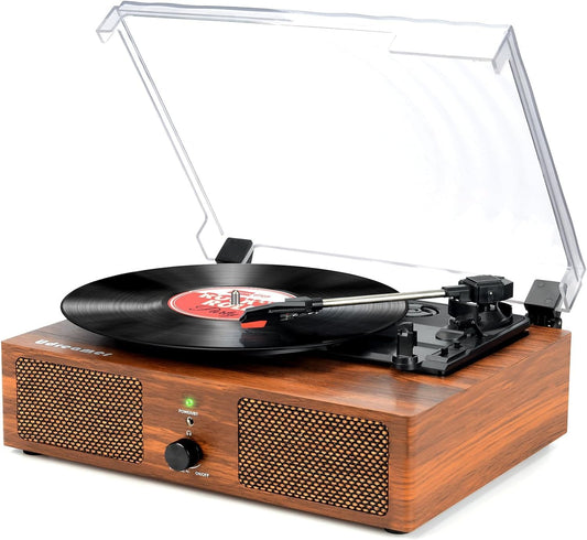 Vinyl Record Player Turntable with Built-in Speakers and USB Belt-Driven Vintage Phonograph Record Player 3 Speed for Entertainment and Home