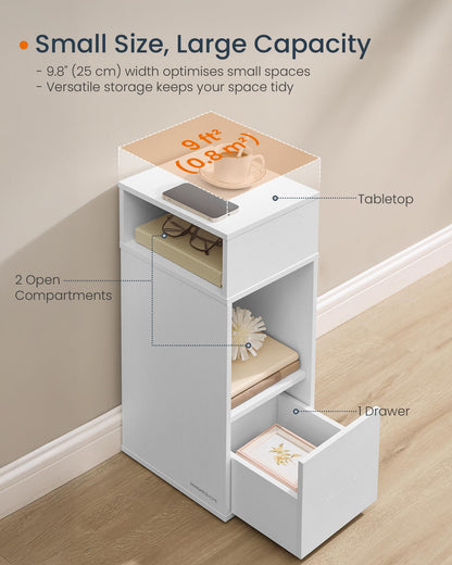 SONGMICS HOME Slim Bedside Table, Snapsemble Superfast Assembly