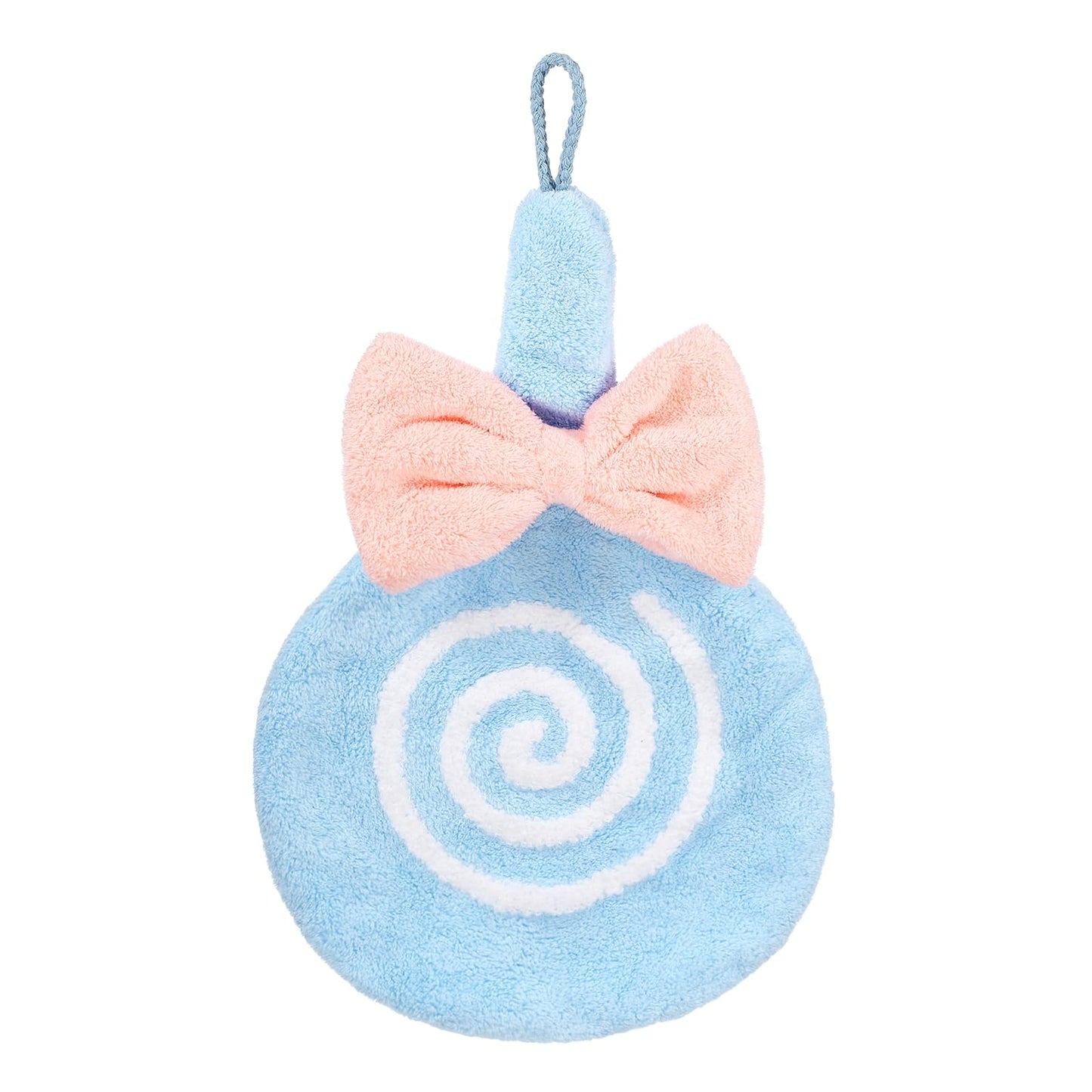 sourcing map Cute Hand Towels, Soft Coral Hanging Hand Towel with Hanging Loop, Lollipop Pattern, Highly Absorbent