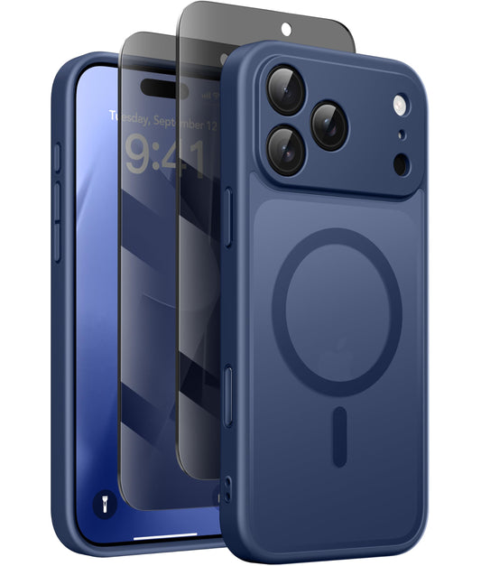 Magnetic Case for iPhone 17 Pro with Privacy Screen Protector [Compatible with MagSafe] [Camera Protection][Military-Grade][Camera Control