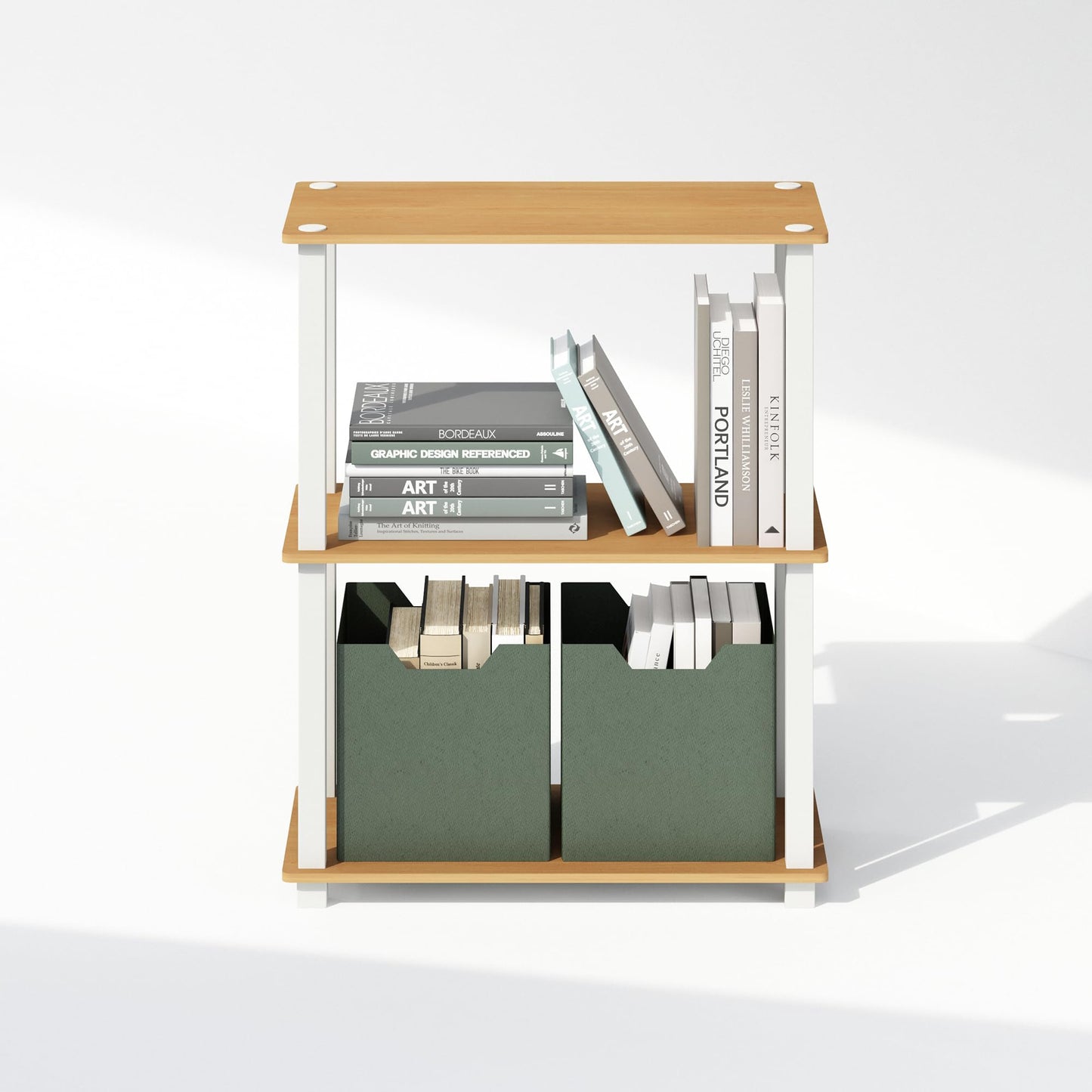 Furinno TURN-S-TUBE Book Shelf, 3-Tier Bookshelf, Multipurpose Bookcase with Square Tube, 11.6 x 23.6 x 29.6, for Living Room, Bedroom, Home Office