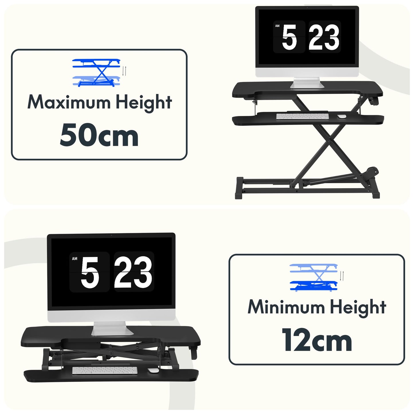 FLEXISPOT Standing Desk Converter Sit to Stand up Desk Riser with Dual Monitor and Laptop